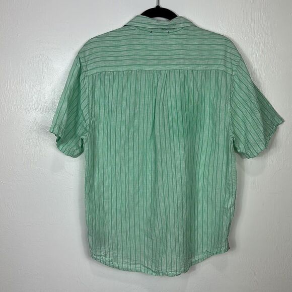 Tommy Bahama Sand Linen Surfside Stripe Linen Blend Camp Shirt Size M - Picture 3 of 9